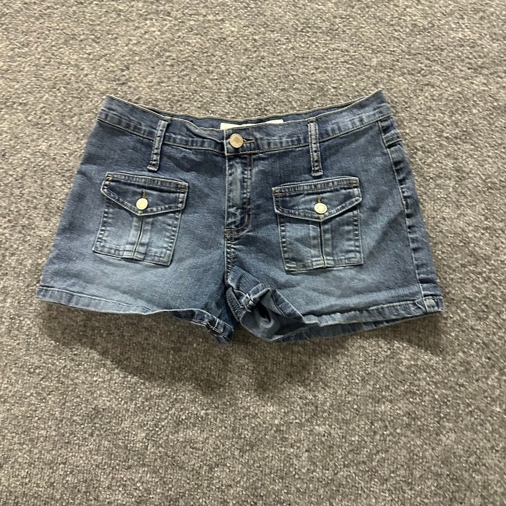 Younique Jeans Shorts Womens Size 7 Blue Denim Cargo Pocket Stretch Summer